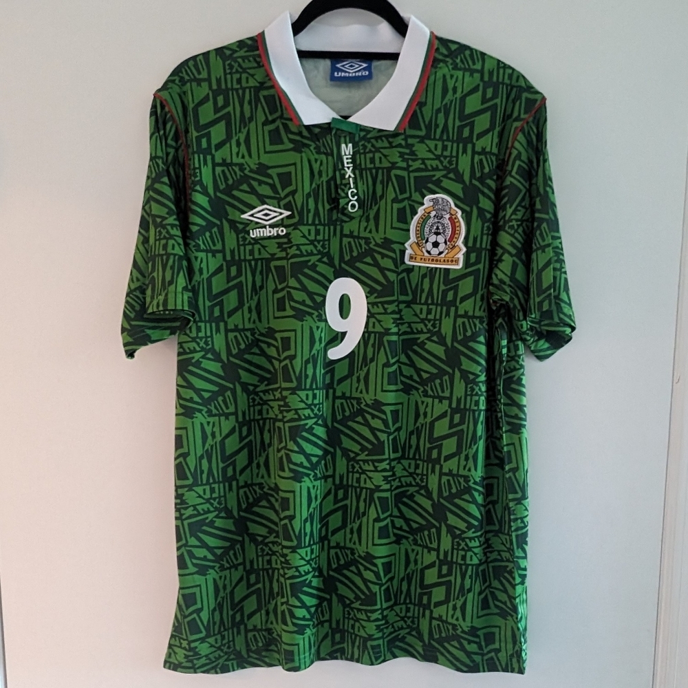 Mexico Hugo Sanchez Retro Jersey 1994 #9  Green